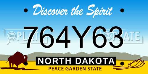 764Y63 North Dakota License Plate