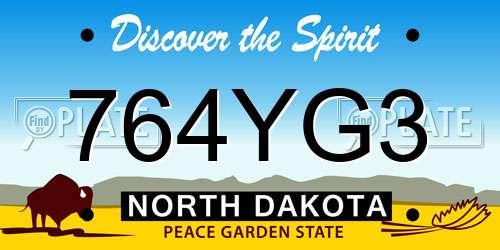 764YG3 North Dakota License Plate