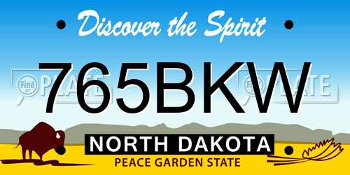 765BKW North Dakota License Plate