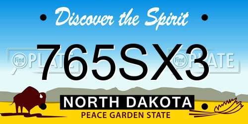 765SX3 North Dakota License Plate
