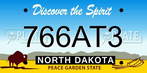 766AT3 North Dakota License Plate