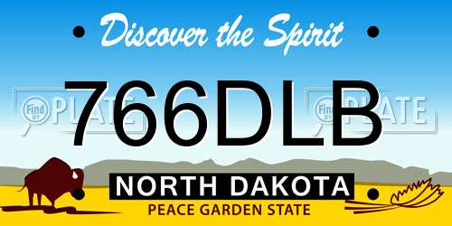 766DLB North Dakota License Plate