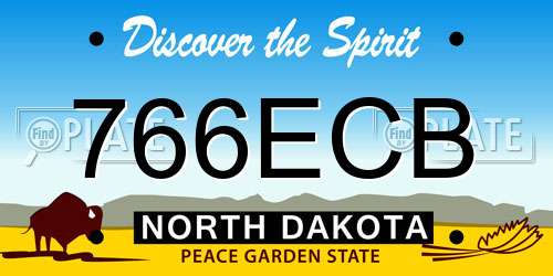 766ECB North Dakota License Plate