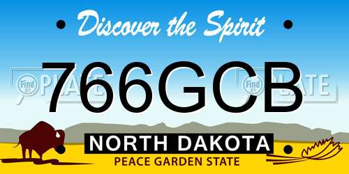 766GCB North Dakota License Plate