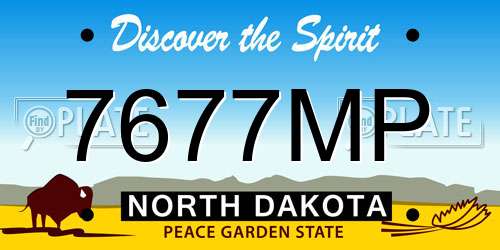 7677MP North Dakota License Plate