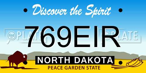 769EIR North Dakota License Plate