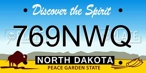 769NWQ North Dakota License Plate