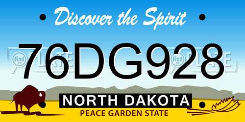 76DG928 North Dakota License Plate