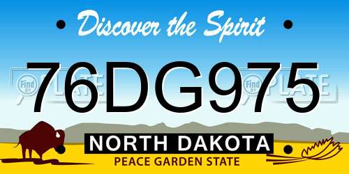 76DG975 North Dakota License Plate
