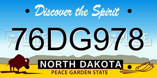 76DG978 North Dakota License Plate