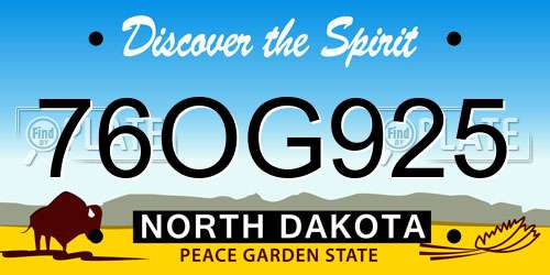 76OG925 North Dakota License Plate