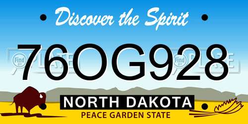 76OG928 North Dakota License Plate