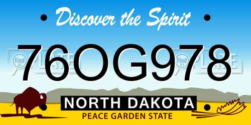 76OG978 North Dakota License Plate