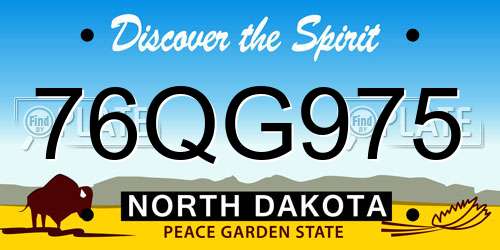 76QG975 North Dakota License Plate