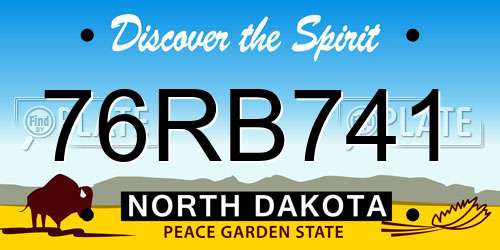 76RB741 North Dakota License Plate