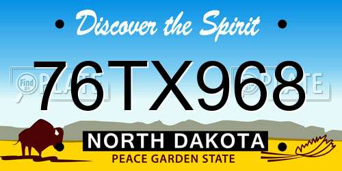 76TX968 North Dakota License Plate