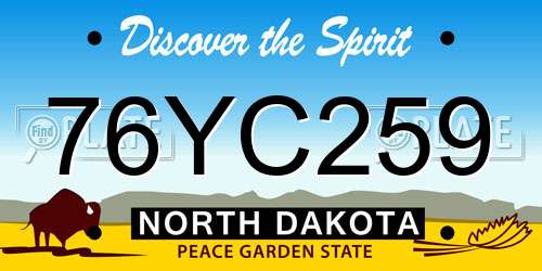 76YC259 North Dakota License Plate
