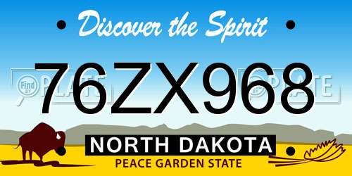 76ZX968 North Dakota License Plate