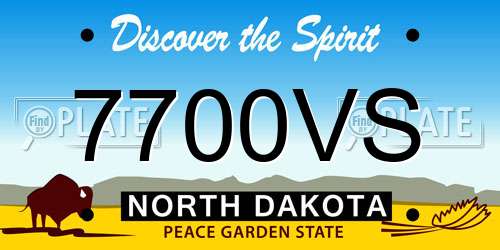 7700VS North Dakota License Plate