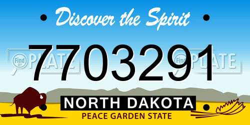7703291 North Dakota License Plate