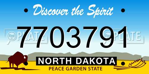 7703791 North Dakota License Plate