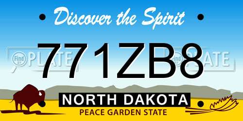 771ZB8 North Dakota License Plate