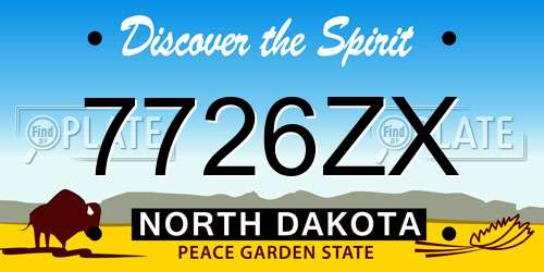 7726ZX North Dakota License Plate