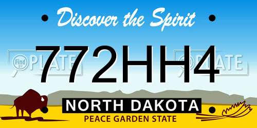 772HH4 North Dakota License Plate
