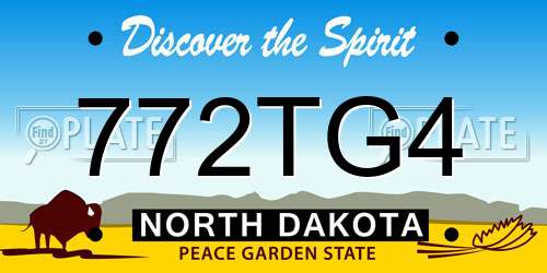 772TG4 North Dakota License Plate