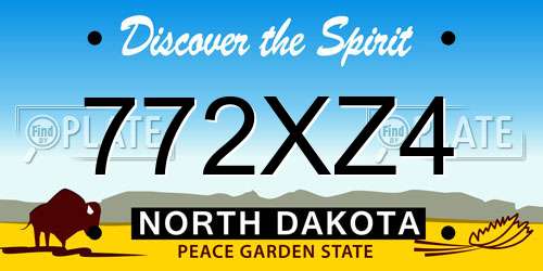 772XZ4 North Dakota License Plate