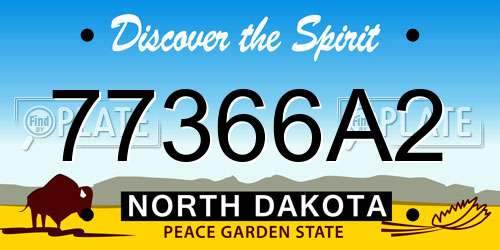 77366A2 North Dakota License Plate