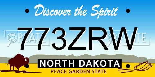 773ZRW North Dakota License Plate