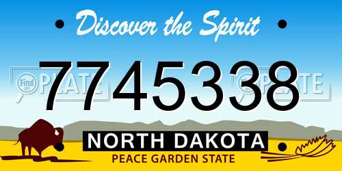 7745338 North Dakota License Plate