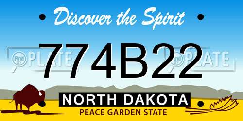 774B22 North Dakota License Plate