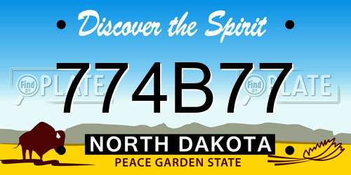 774B77 North Dakota License Plate