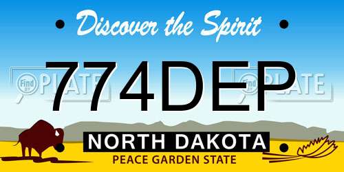 774DEP North Dakota License Plate