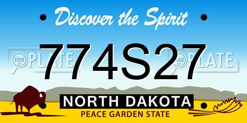 774S27 North Dakota License Plate