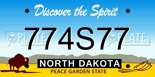 774S77 North Dakota License Plate