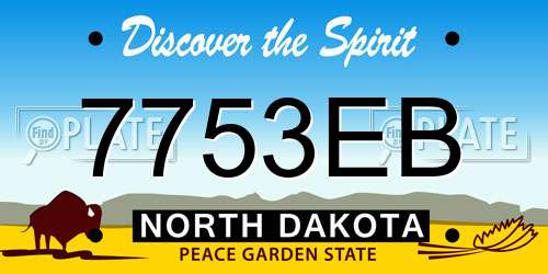7753EB North Dakota License Plate