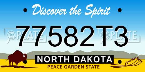 77582T3 North Dakota License Plate