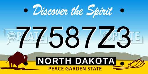 77587Z3 North Dakota License Plate