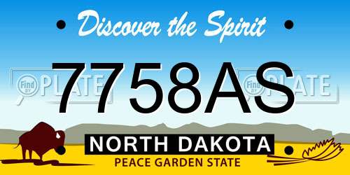 7758AS North Dakota License Plate