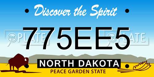775EE5 North Dakota License Plate