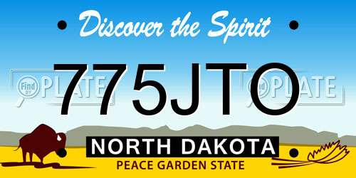 775JTO North Dakota License Plate