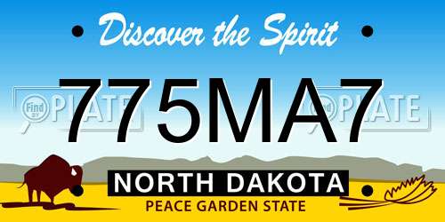 775MA7 North Dakota License Plate
