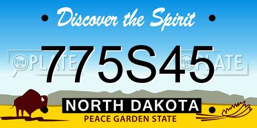 775S45 North Dakota License Plate