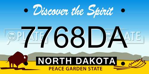 7768DA North Dakota License Plate