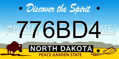 776BD4 North Dakota License Plate