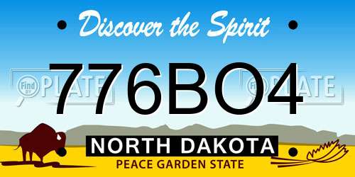 776BO4 North Dakota License Plate