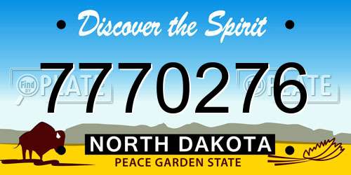 7770276 North Dakota License Plate